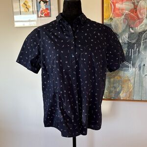 Eddie Bauer Dark Blue Bluebonnet floral Casual button down